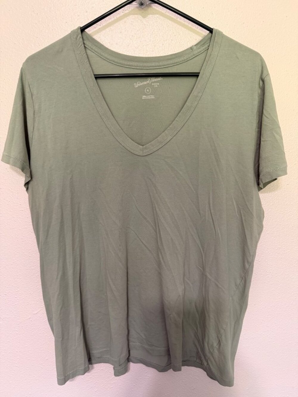 Universal Thread V Neck Knit Top Sage Green S/S Womans XL